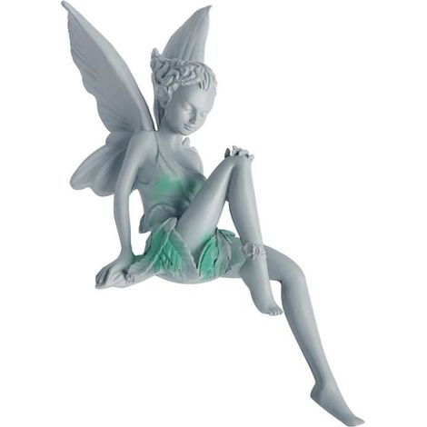 Gartenfigur – YNKKVRE – Sitzende Fee – Kunstharz – Grau – Außendekoration