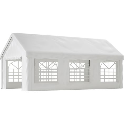 Garage a tenda 3x6 m con doppie porte avvolgibili, struttura in acciaio, bianco (1/5)