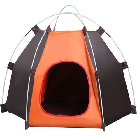 QAZQA Tente pour Chien, café et Tissu Oxford Orange Portable Pliant étanche Tente extérieure pour Animaux de Compagnie tente extérieure pour chiot facile à utiliser (1/5)