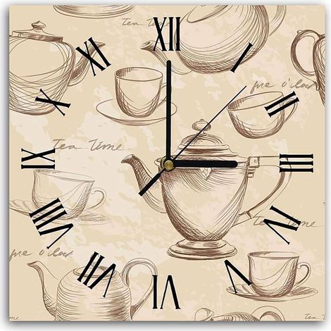 Horloge Murale Décorative Thématique Horaire Thé Vintage - 50 x 50 cm (1/5)