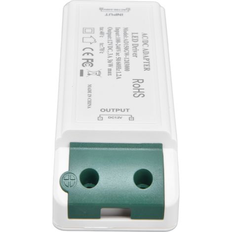 Alimentation LED certifiée 12V DC 36W 3A, adaptateur tension constante 12V pour bande lumineuse, transformateur AC100-240V, modèle L36W-AD150GW-1203000 (1/5)