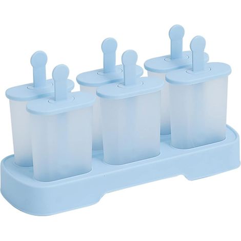 Eisformen, Wassereis am Stiel, DIY-Eisformen, Eis am Stiel-Sorbet, 6er-Set Eisformen aus Kunststoff mit wiederverwendbarer Schale für Kinder (1/5)