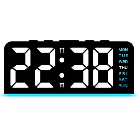 Sveglia digitale da comodino con luce notturna, display, orologio digitale, luminosità regolabile, visualizzazione della temperatura, adatta a chi ha il sonno pesante in camera da letto e in ufficio, 