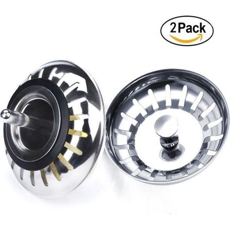 Filtres à évier - Inox - Lot de 2 - Diamètre 80mm - Épaisseur 0,5mm - Argent