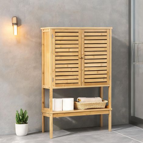 Meuble de salle de bain bois naturel en bambou 60 x 23 x 173 cm (1/5)