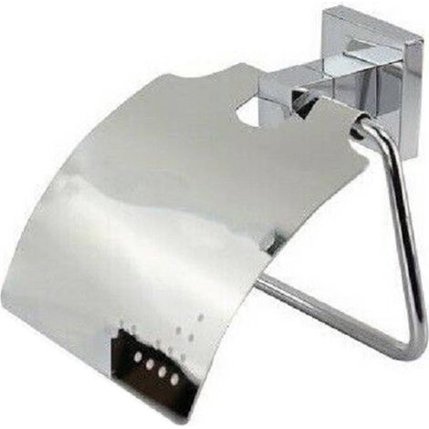 Cleafe - Porta Rotolo Carta Igienica Con Copertura Fissaggio A Parete Bagno Square 59180 - (1/2)
