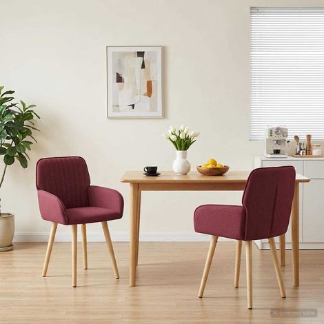 vidaXL Sillas de comedor 2 uds. Tela Rojo vino 56,5 x 50 x 87,5 cm (1/5)