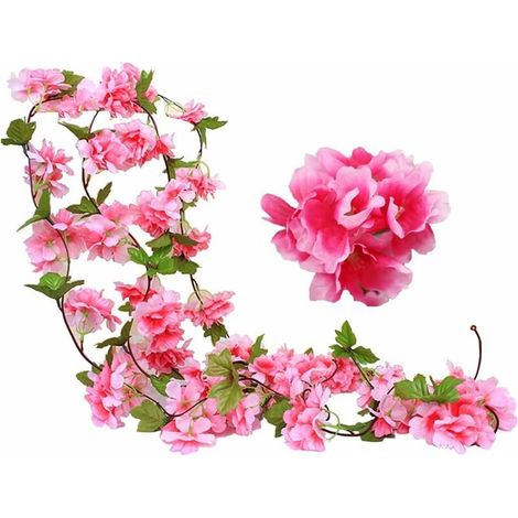 Pack Faux Cerise Vigne Fleurs Plante Artificielles Lierre Suspendu Guirlande De Aux Feuilles Pour Intérieur Extérieur 2 230cm Soie Vertes (1/5)