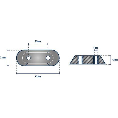 Anode Plaque hors-bord JOHNSON EVINRUDE OMC - ORANGEMARINE - entraxe 25 mm (1/2)