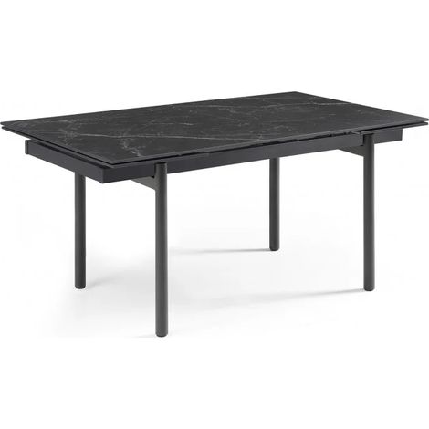 Table extensible 160/240 cm céramique noir marbré pieds droits - INDIANA 09 (1/5)