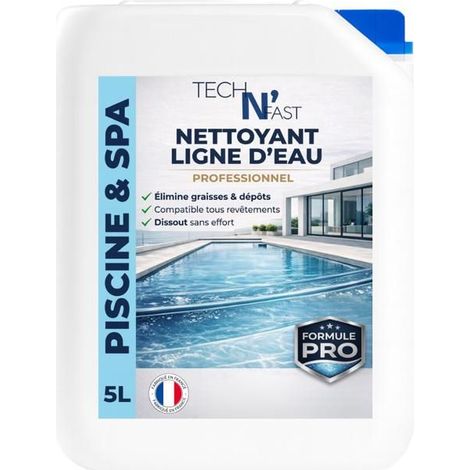 Nettoyant ligne d’eau piscine professionnel 5L – Dégraissant puissant – Élimine graisses et dépôts
