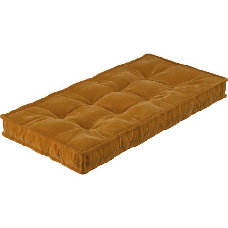 Matelas coussin Sweet Drop en velours - Jaune Moutarde (1/2)
