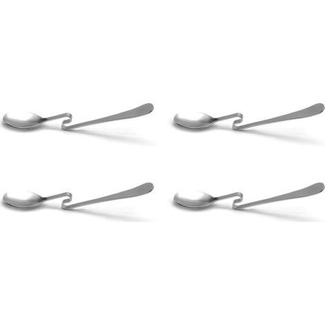 Convient pour 4 jolies cuillères incurvées, cuillères à café originales, cuillères à assaisonnement, cuillères à boissons suspendues, convient pour le thé, le café, les desserts, couverts en acier ino (1/4)