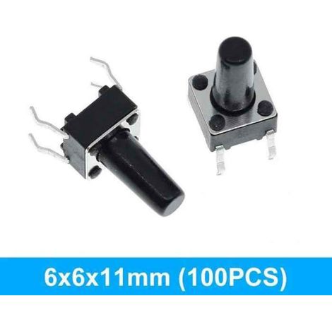 Interrupteur tactile bouton poussoir 12V 4PIN DIP - 100 pièces micro interrupteurs 6x6x11mm pour TV, jouets et boutons à usage général