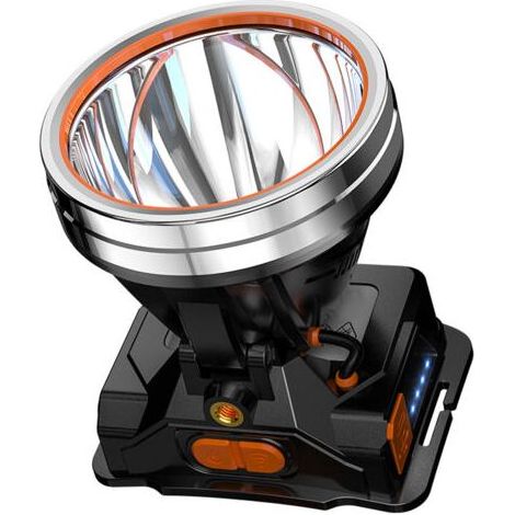 Hochleistungsfähige, wiederaufladbare Stirnlampe/Taschenlampe mit vier Kernen, ideal für Camping, Jagen und Angeln warmgelbes Licht (1/4)