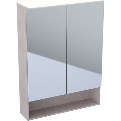 Armoire miroir GE Acanto avec éclairage, deux portes, 60x83x21,5 cm, chêne Mystique (1/5)