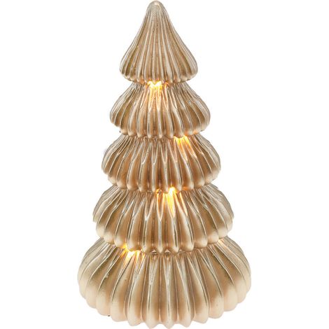 Albero decorativo in resina color oro con luci Led per decorazione natalizie 33 cm (1/4)