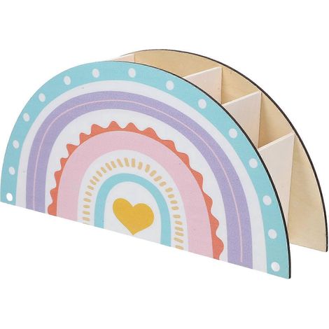 Porte-stylo en forme d'arc-en-ciel, organisateur de bureau en bois décoratif, porte-stylo arc-en-ciel-29.50X14.70X7.00CM (1/3)