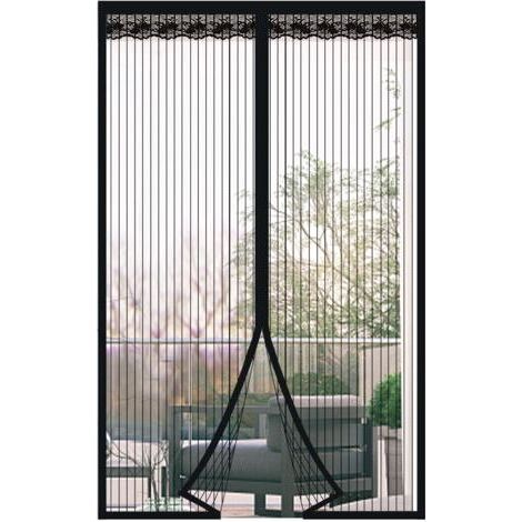 Moustiquaire Porte Fenetre Magnétique 120x220cm Rideau de Porte Antimoustique Maille Ultra Fine Moustiquaire avec Fermeture Aimantée Sans Perçage pour de Balcon, Chambre, Noir