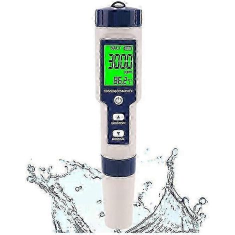 Testeur de sel pour piscine 2026, salinomètre numérique, testeur de salinité 5 en 1 haute précision pour eau salée, IP67, nouveau modèle 2026 (1/5)