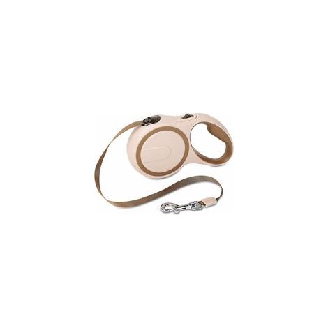 Laisse rétractable pour chien avec frein, ruban tressé nylon, 360°, marron, taille M – (1/5)