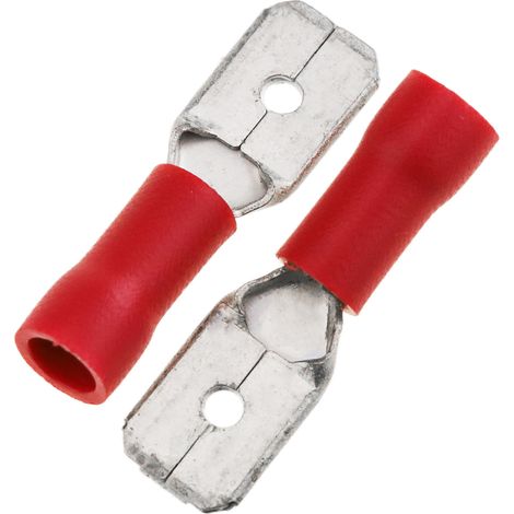 BeMatik - Terminal Faston Macho 6.3 mm rojo Pack de 100 uds