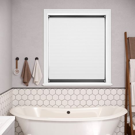 WOLTU Plissee Klemmfix ohne Bohren, Plisseerollo Faltrollo Jalousie mit Klemmträger Lichtdurchlässig, Blickdicht Jalousie Sichtschutz Sonnenschutz Easyfix Rollo für Fenster & Tür, 70x150cm, Weiß (1/5)