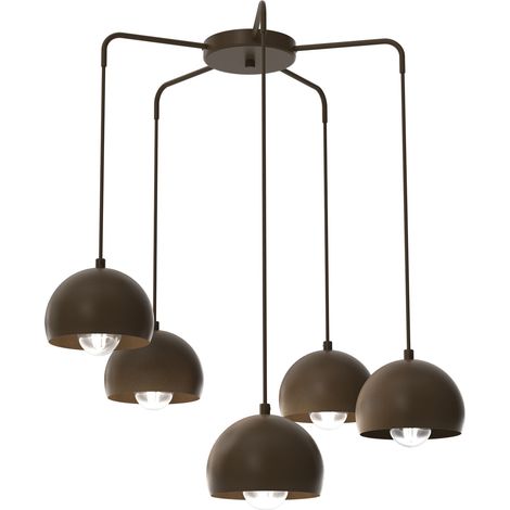 Suspension moderne brune Sool Luminex 5 lumières E27 métal (1/2)