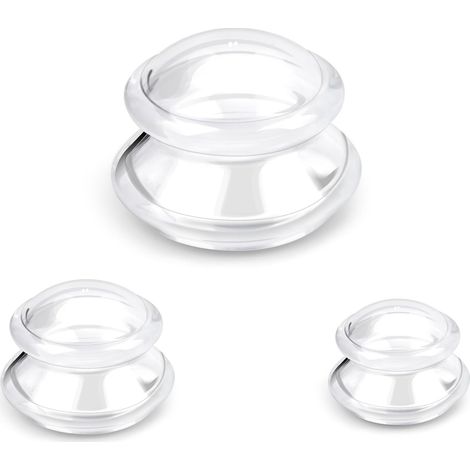 Lot de 3 Ventouses Transparentes en Silicone - Thérapie par Ventouses sous Vide pour Douleurs Musculaires, Relaxation et Cellulite - Différentes Tailles pour Corps et Visage (1/5)