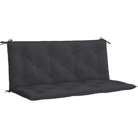 Coussin de banc de jardin noir, mesurant 120 x (50 + 50) x 7 cm, en tissu Oxford. (1/5)