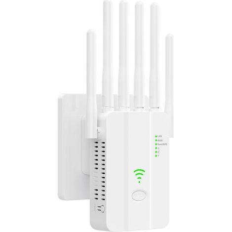 2.4 GHz Single-Band Wi-Fi Repeater - 300 Mbps, 6 Antennas, 2 Gigabit LAN Ports, One-Click WPS - White Indoor/Outdoor (1/5)