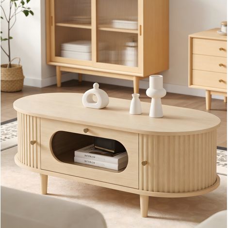 Couchtisch mit Schublade und Rollladen 100x50x36 MDF OKMYHOME (1/5)
