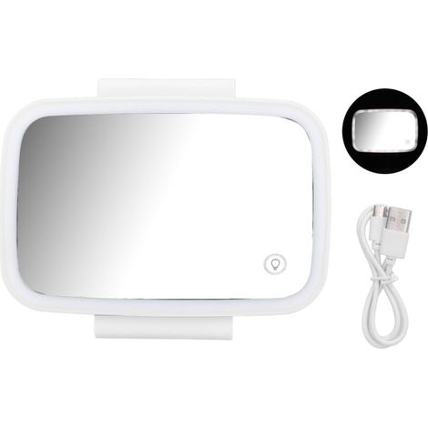 Jeffergarden Pare-soleil de voiture avec miroir de maquillage intégré, éclairage LED, écran tactile, installation facile, clip de fixation rétractable, blanc (1/5)