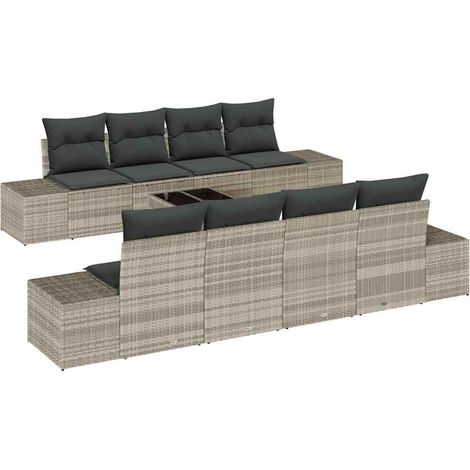 Maison Exclusive - Sofa Set mit Kissen 7 pcs Hellgrau Poly Rattan