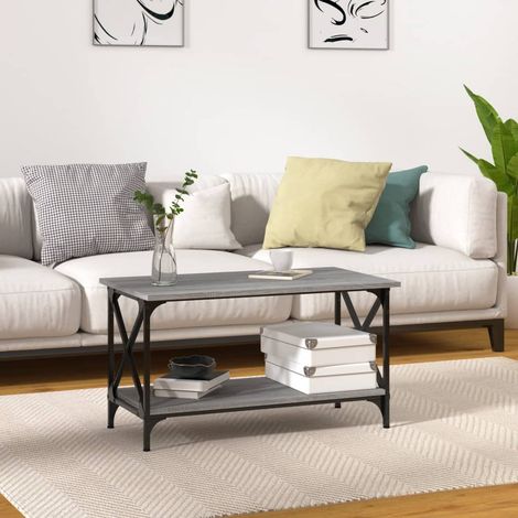 Table basse Sonoma gris 80x45x45 cm Bois d'ingénierie et fer vidaXL (1/5)