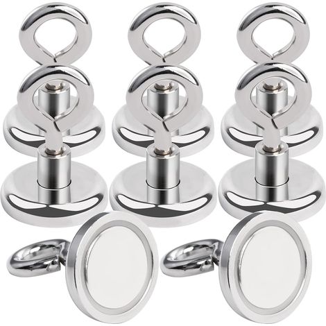 8pcs Aimants Puissants, Crochet Magnétique Diamètre 32mm 36KG Force Aimants Puissants pour Camping, Garage, Cuisine, Bureau (1/5)