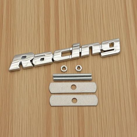 (Grille chromée) - Logo de course 3D en métal noir et rouge chromé, emblème universel pour calandre avant et arrière, autocollant et accessoires. (1/5)