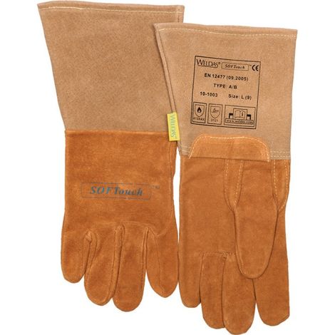 Guanti per saldatura taglia XXL (10.5) pelle di cinghiale arancione / pelle scamosciata / soft touch 5 PA (Per 5)