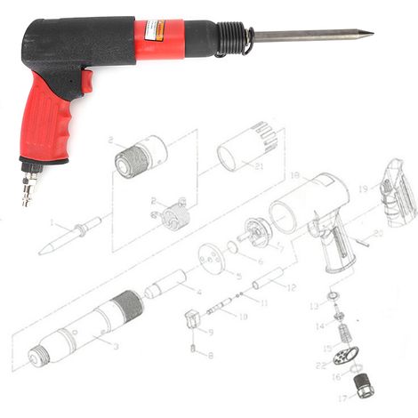 Pistolet pneumatique de 250 mm, pelle à gaz, marteau portatif, outils pour enlever la rouille, les bavures, les soudures, la peinture et les résidus (États-Unis) (1/5)