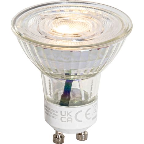 LUEDD Bombilla LED GU10 50mm regulable en 3 pasos en Kelvin, transparente, 4,5W, 380 lm, 2000-2700K