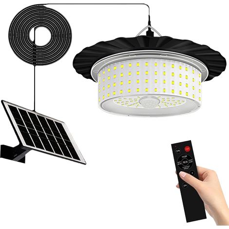 Lámpara solar, 244 LED, iluminación de 360°, colgante, resistente al agua, con mando a distancia, 5 modos. (1/5)