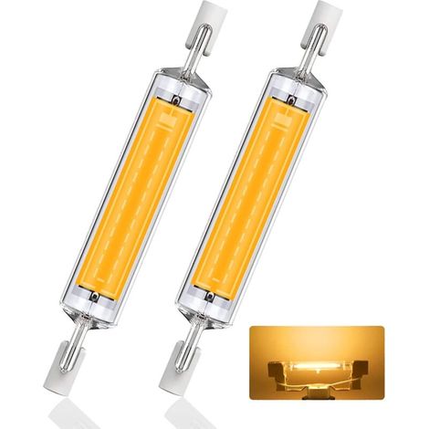 Bardusch-R7S LED 118mm blanc chaud 3000K, 10W Remplacer halogène R7S J118 100W, AC 220V 240V 1000LM Angle de faisceau 360° R7S COB LED Ampoule linéaire 118mm, 2pcs (1/5)