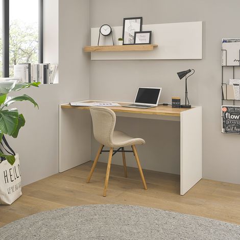 Büromöbel Set weiß mit Eiche CRISP-61 modern 2-teilig mit Schreibtisch (1/5)