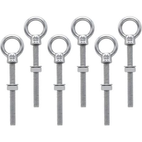 FOGCITY—dyk Boulons à œil M8 x 80 mm – Acier inoxydable 304 – Long filetage pour fixation sécurisée – Lot de 6 piècesdengyank (1/5)
