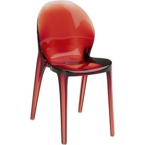 Sedia di design Ruby in policarbonato monoblocco colore rosso - Stile moderno, seduta ergonomica e trasparenze lucide per interni (1/3)