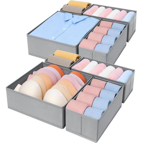 Kleiderschrank Organizer Unterwäsche 8 Stück Grau mit Reißverschluss (1/5)