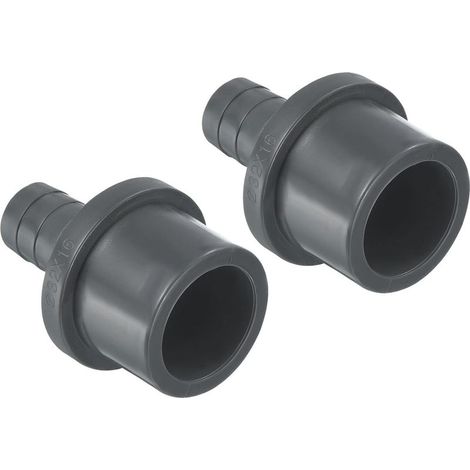 Réducteur de tuyau, diamètre extérieur de la douille 32 x diamètre extérieur de la pagode 16 (mm), 2 pièces, connecteur droit, gris. (1/5)