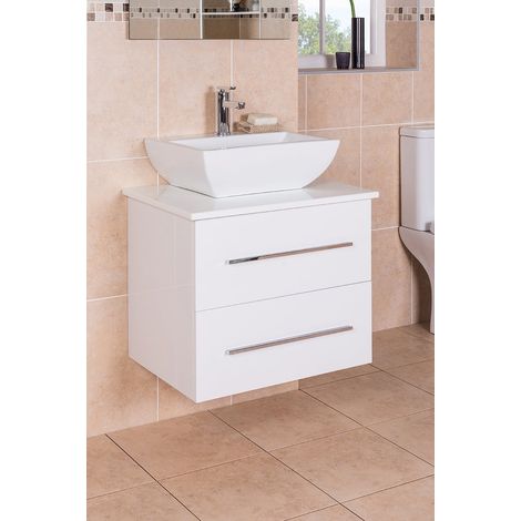 White 600mm Wall Hung Vanity Unit & Basin (1/5)