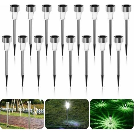 QORVA-Lampe Solaire Exterieure Jardin - 16pcs LED Lumiere Solaire Exterieur, Lampes LED Eclairage Solaire Extérieur Décoration Pour Chemins, Patio Pelouse, Blanc Froid