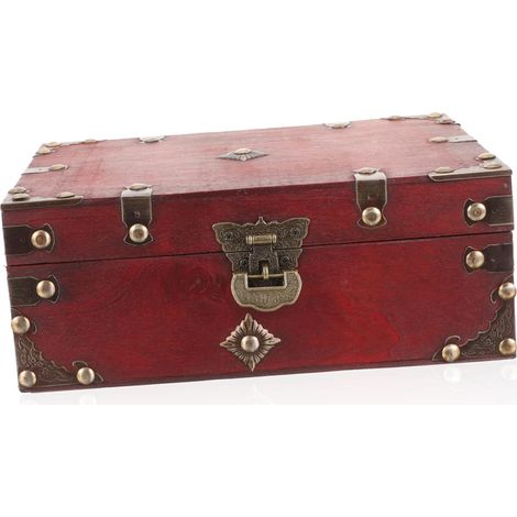 Boîte de Rangement Bois avec Serrure pour Bijoux et Boucles Oreilles Coffret Vintage pour Colliers et Bracelets (1/5)